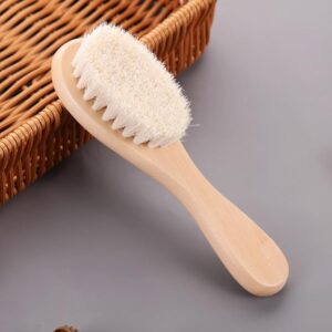Wooden bath brush with natural bristles and ergonomic handle, designed as an exfoliating shower scrubber.