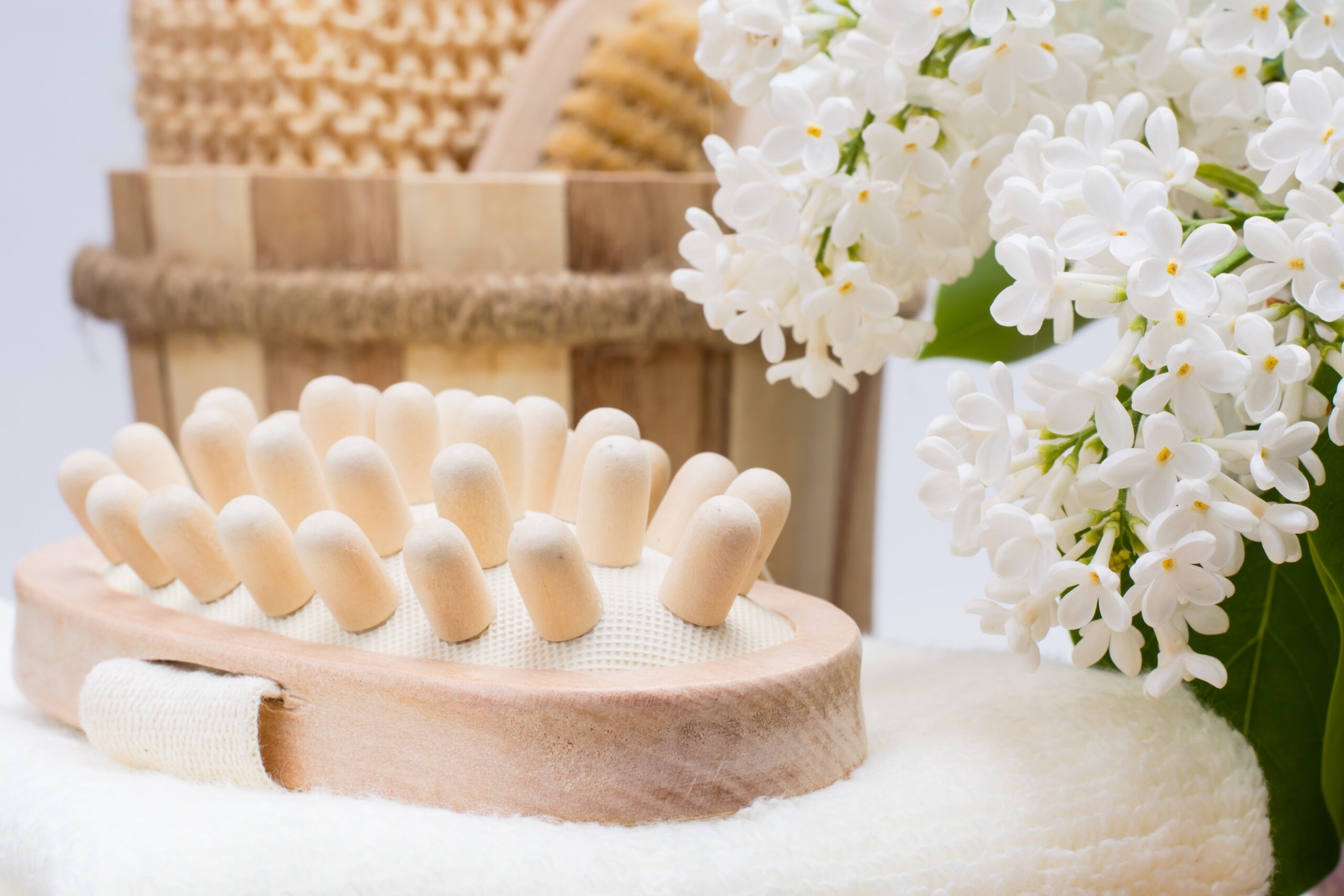 Wooden massage brush
