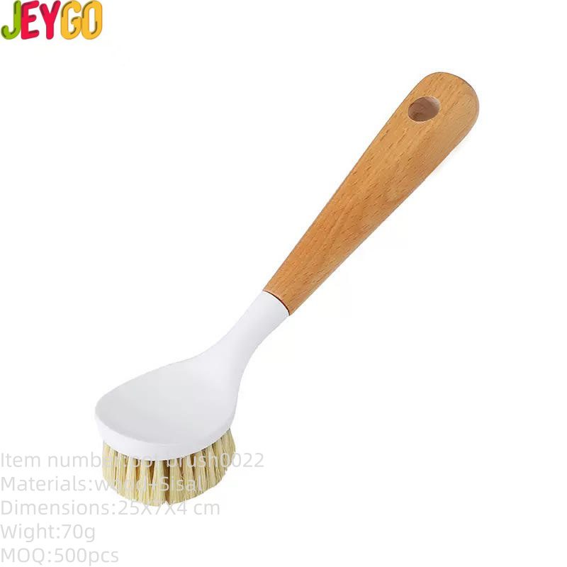 Wooden handle kitchen brush with sisal bristles for cleaning dishes, pots, and surfaces