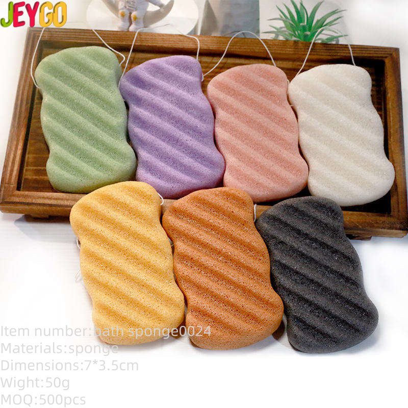 Konjac body sponge in multiple colors for gentle exfoliation and daily body cleansing