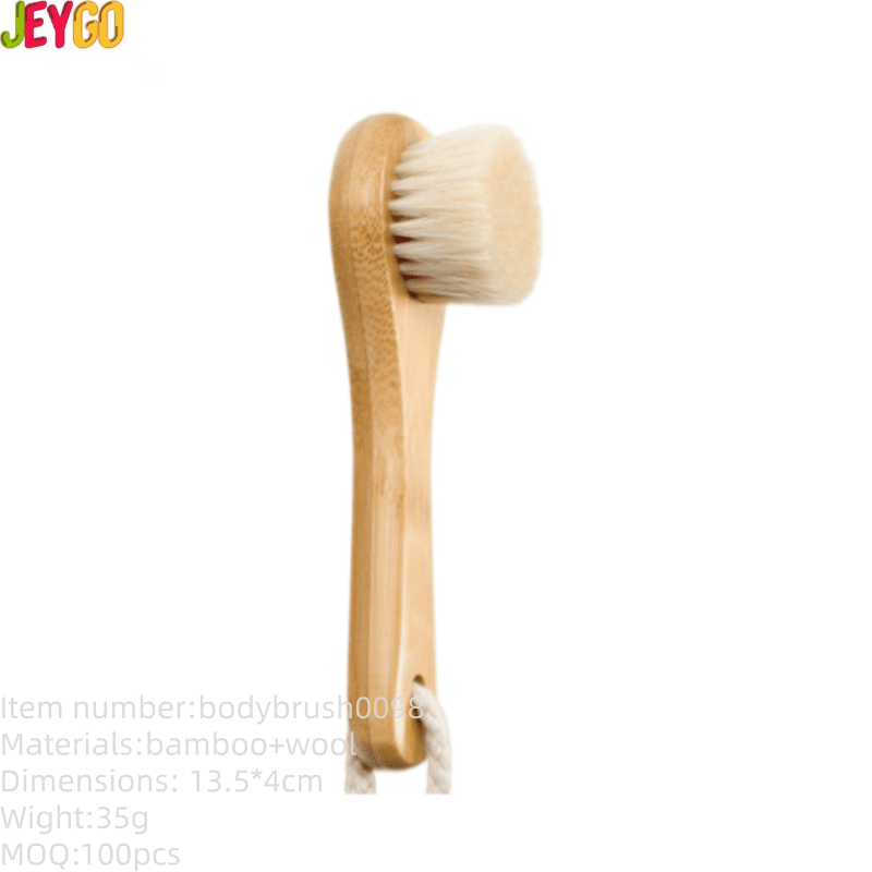 Bamboo handle cleaning brush with soft bristles for face washing and gentle skin exfoliation