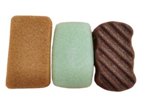 Konjac body sponge in multiple colors for gentle exfoliation and daily body cleansing