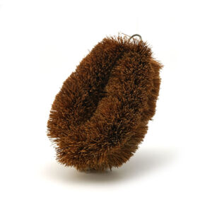 Coconut fiber kitchen brush for cleaning dishes, pots, and cookware with natural bristles