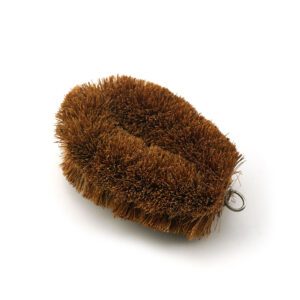 Coconut fiber kitchen brush for cleaning dishes, pots, and cookware with natural bristles