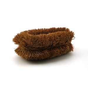 Coconut fiber kitchen brush for cleaning dishes, pots, and cookware with natural bristles