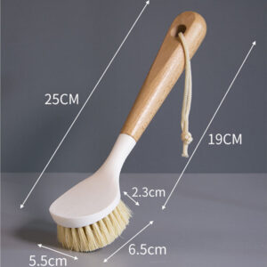 Wooden handle kitchen brush with sisal bristles for cleaning dishes, pots, and surfaces