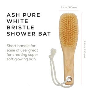 Ashwood body brush with pig bristles for exfoliating and cleansing skin during shower