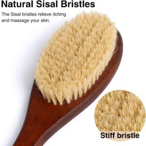Long curved wooden handle bath brush with boar bristles for body massage and daily back cleaning