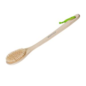 Natural boar bristle body brush for dry skin exfoliation, cellulite care, and deep cleansing