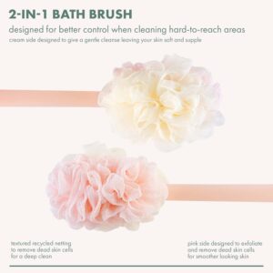 Soft mesh loofah body scrubber for back cleaning and gentle exfoliation in shower