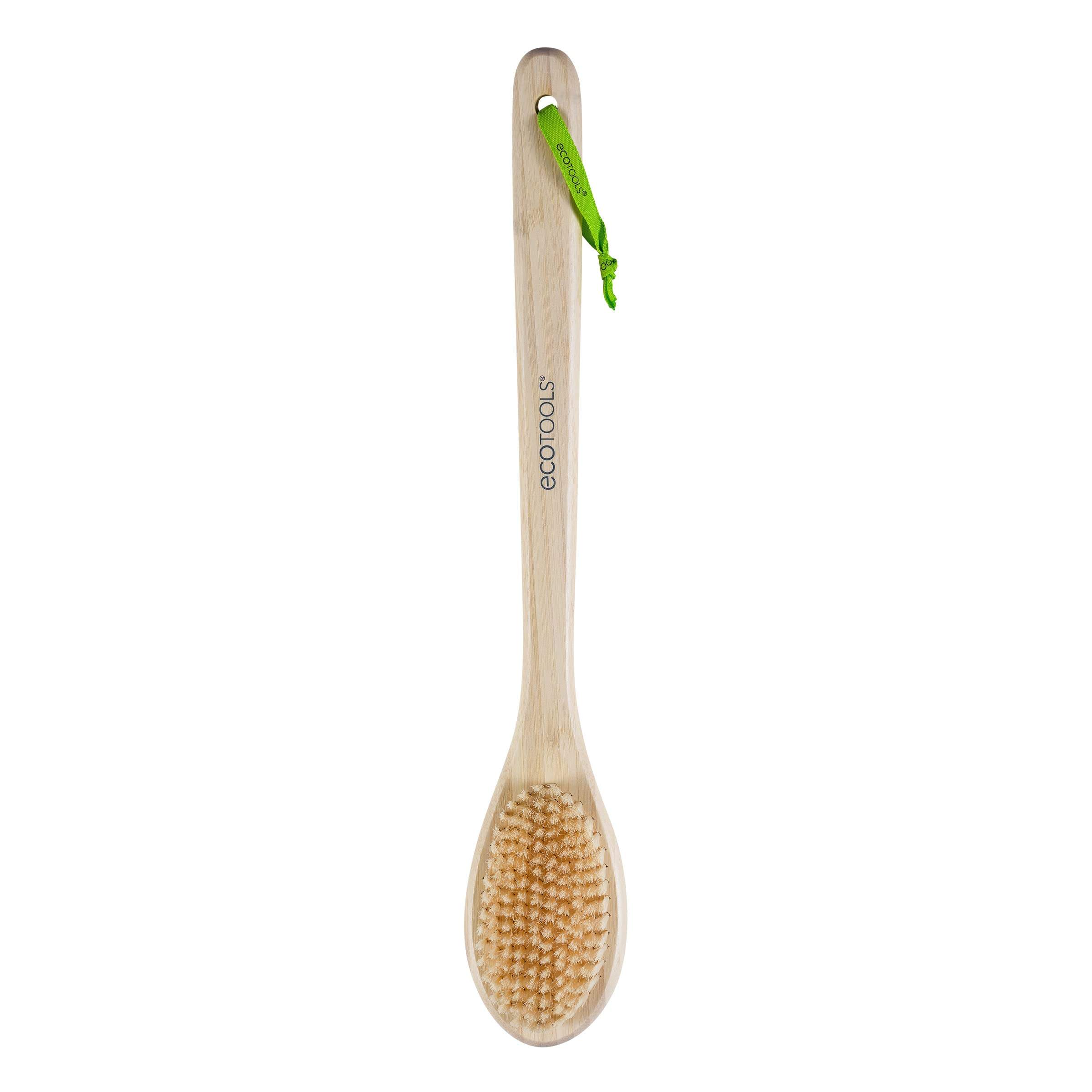 Natural boar bristle body brush for dry skin exfoliation, cellulite care, and deep cleansing