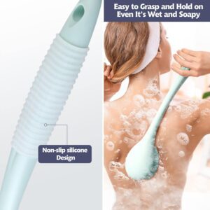 Long handle massage bath brush with bristles for body scrubbing and exfoliating skin during shower