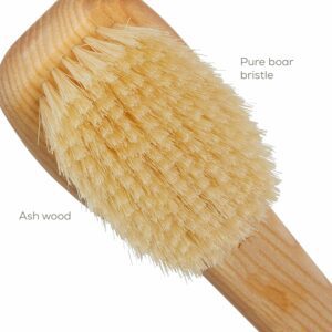 Ashwood body brush with pig bristles for exfoliating and cleansing skin during shower