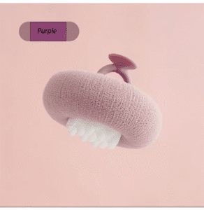 Bath sponge with suction cup handle for exfoliating and body cleaning in shower