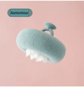 Bath sponge with suction cup handle for exfoliating and body cleaning in shower