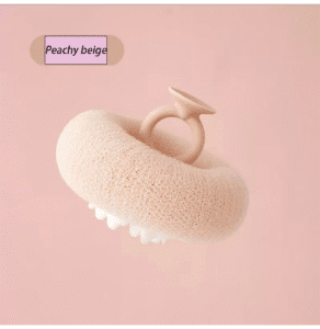 Bath sponge with suction cup handle for exfoliating and body cleaning in shower