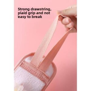 Long exfoliating back scrubber strap with loofah and handles for body cleansing in shower