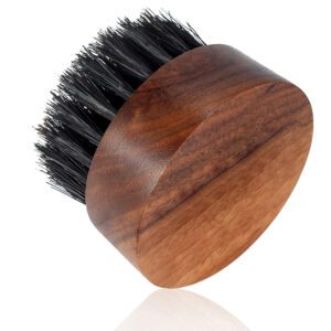 round walnut wood beard brush with boar bristles for men grooming and beard care