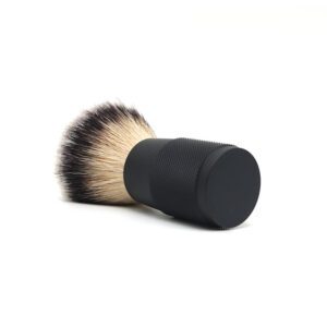 premium synthetic shaving brush with black metal handle for beard shaving