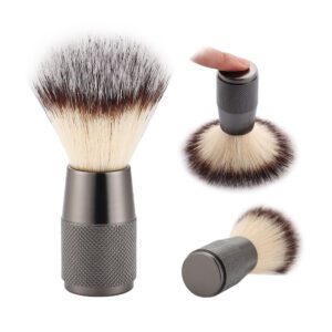 mens synthetic shaving brush with metal handle for barber shaving and grooming