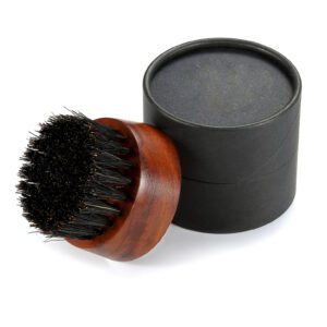round walnut wood beard brush with boar bristles for men grooming and beard care