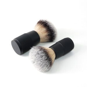premium synthetic shaving brush with black metal handle for beard shaving