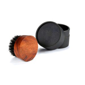 round walnut wood beard brush with boar bristles for men grooming and beard care