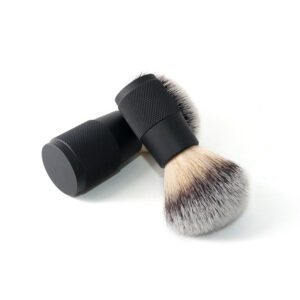 premium synthetic shaving brush with black metal handle for beard shaving