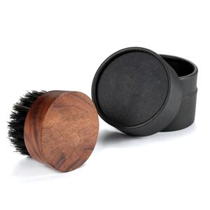 round walnut wood beard brush with boar bristles for men grooming and beard care