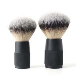 premium synthetic shaving brush with black metal handle for beard shaving