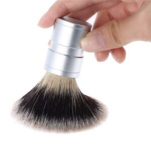 metal handle shaving brush with soft bristles for barber shaving and grooming