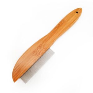 bamboo handle pet comb with fine stainless steel teeth for dog and cat grooming