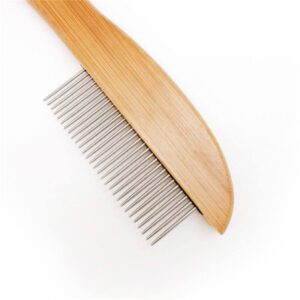 bamboo handle pet comb with fine stainless steel teeth for dog and cat grooming