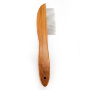 bamboo handle pet comb with fine stainless steel teeth for dog and cat grooming