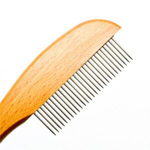 bamboo pet flea comb with fine needle pins for dog and cat lice removal