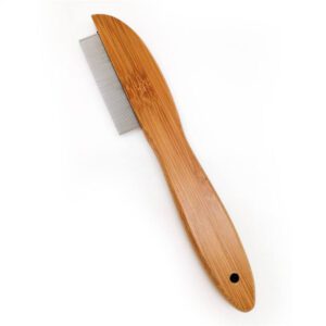 bamboo handle pet comb with fine stainless steel teeth for dog and cat grooming