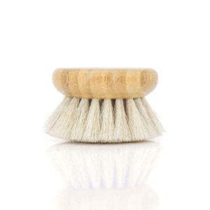 round bamboo pot brush with horsehair bristles for cleaning dishes and cookware