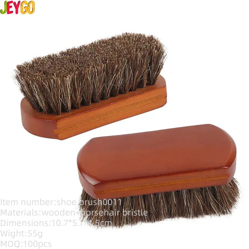 premium wooden shoe brush with soft genuine horsehair bristles for leather shoe polishing and cleaning