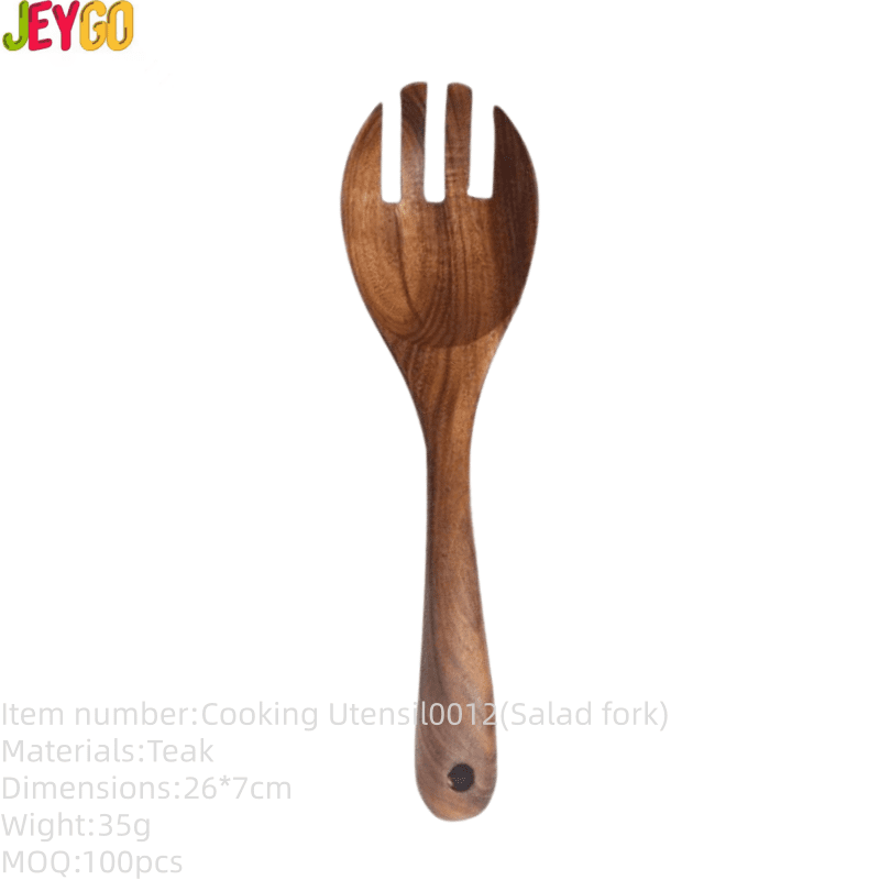 teak wood salad serving spork spoon for kitchen and cookware use