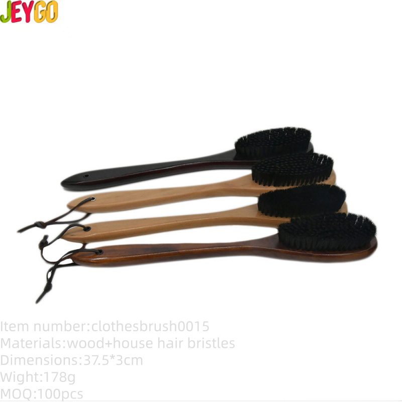 long handle wooden clothes brush with soft bristles for garment and fabric cleaning