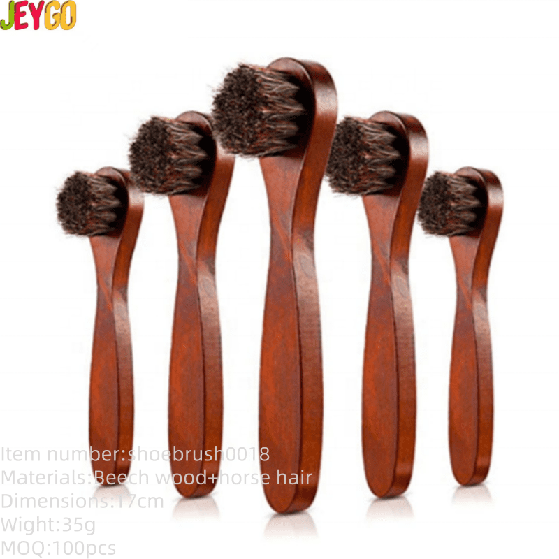 wooden handled horsehair shoe polish brushes for leather shoe and boot cleaning