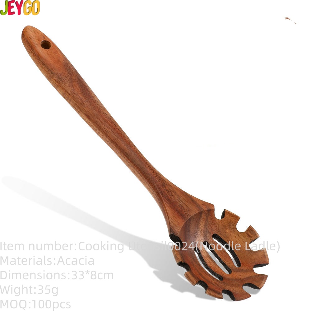 acacia wood pasta serving spoon with long handle for cooking and kitchen use