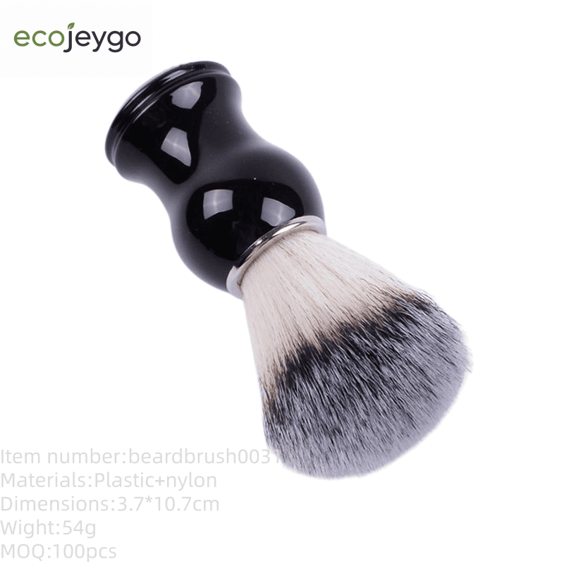 black handled synthetic shaving brush with soft nylon bristles for men’s grooming and shaving foam