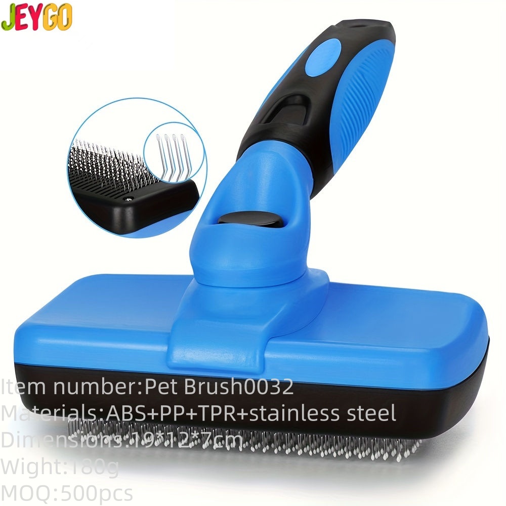 blue self cleaning slicker pet brush with stainless steel pins for dogs and cats