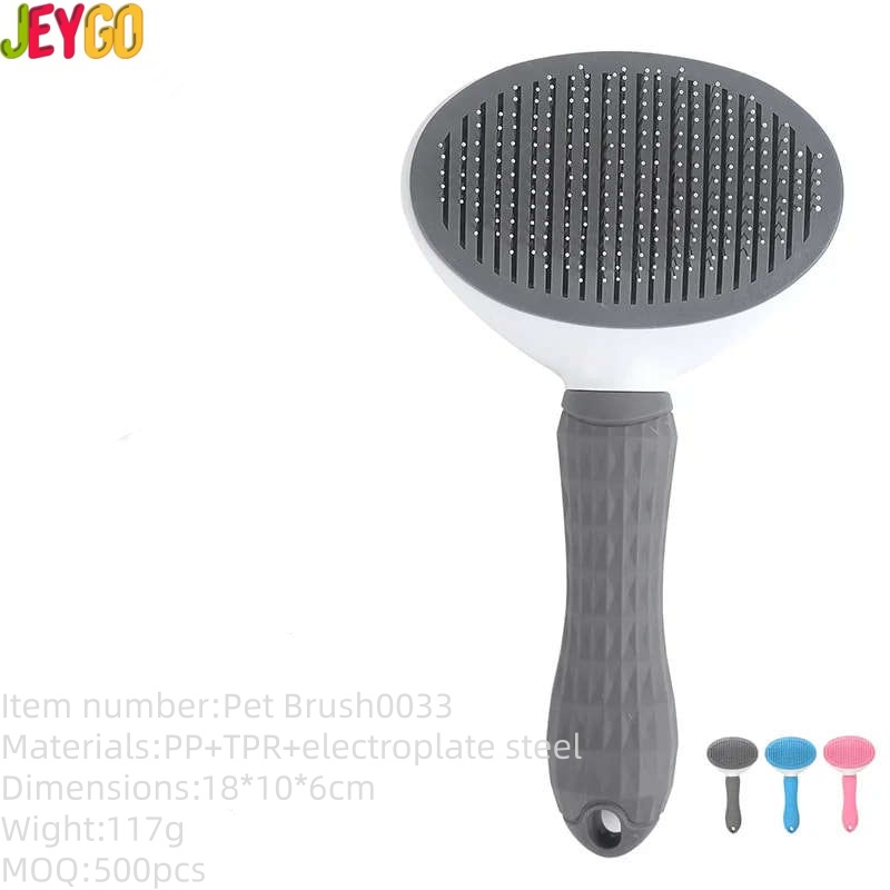 self cleaning pet grooming brush with one button hair removal feature for dogs and cats