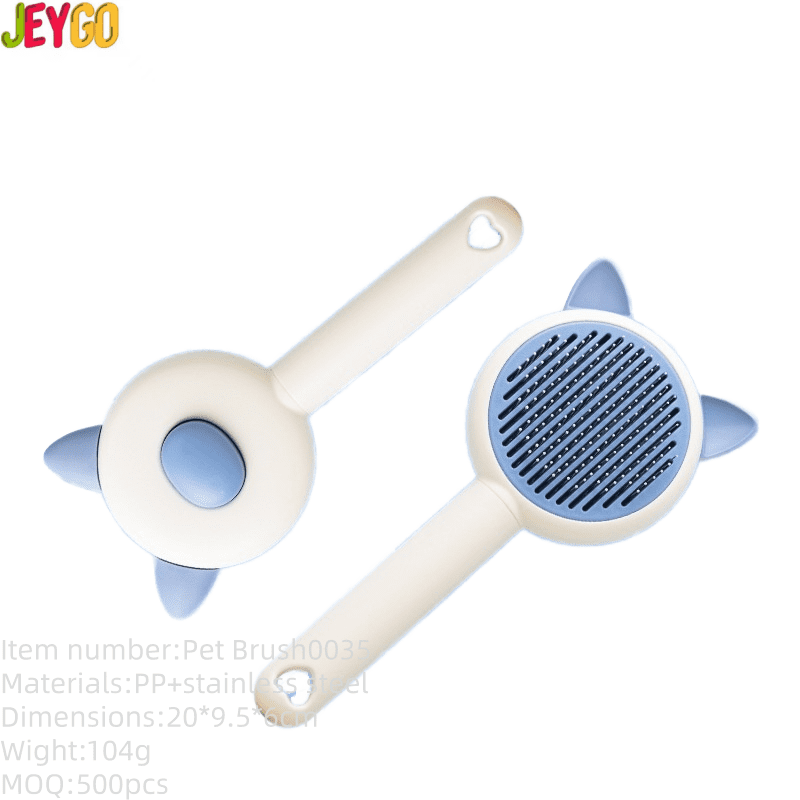 cute self cleaning pet grooming brush with stainless steel pins for dogs and cats