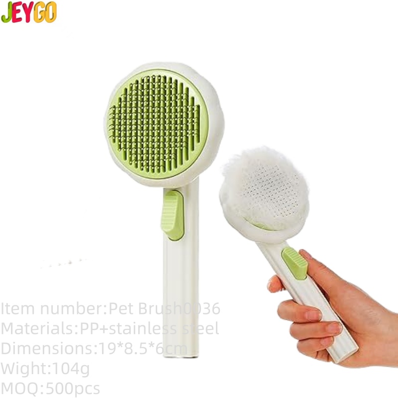 self cleaning pet grooming brush with stainless steel pins for cats and dogs