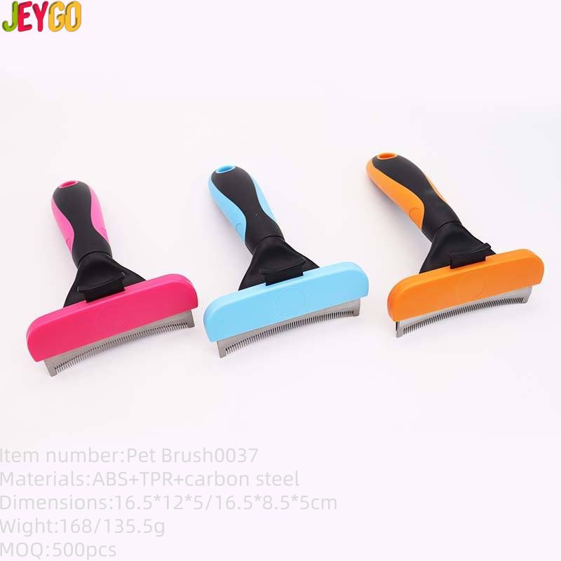 pet deshedding grooming tool with stainless steel blade for dogs and cats