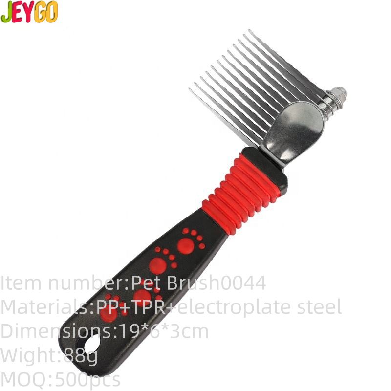 stainless steel row teeth pet grooming comb with ergonomic handle