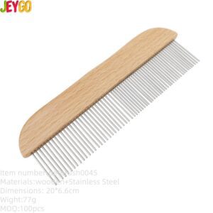 wooden handle stainless steel pet grooming comb for dogs and cats